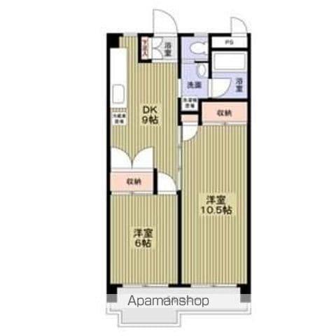 日香苑I(2DK/2階)の間取り写真