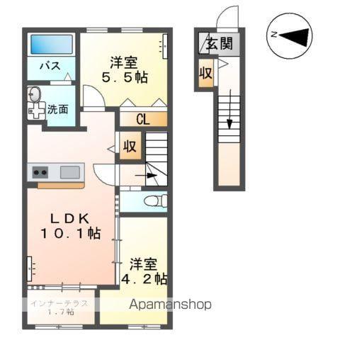 メルヴェーユ(2LDK/2階)の間取り写真