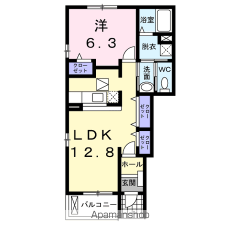 ブラウニーガーデン(1LDK/1階)の間取り写真
