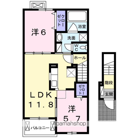 フェニックス(2LDK/2階)の間取り写真