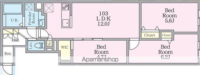 ミハス中野Ⅱ(3LDK/1階)の間取り写真