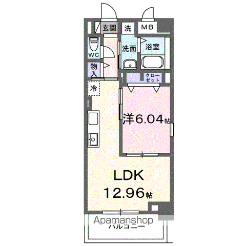 メルベージュ久留米(1LDK/1階)の間取り写真