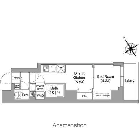 コンフォリア・リヴ上野(1DK/2階)の間取り写真