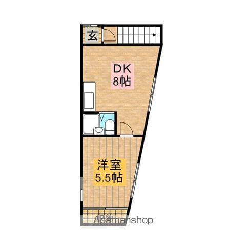 プチハウス(1DK/2階)の間取り写真