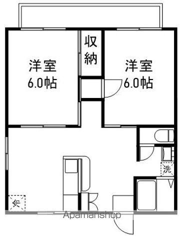 アスモ美しが丘 B棟(2DK/1階)の間取り写真