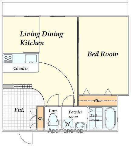武藤ビル(1LDK/4階)の間取り写真