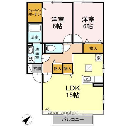 ヴェルドミール川口A棟(2LDK/1階)の間取り写真