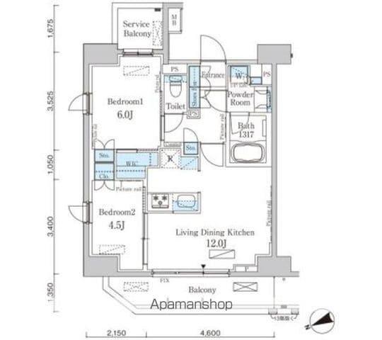 パークアクシス浅草・蔵前(2LDK/13階)の間取り写真