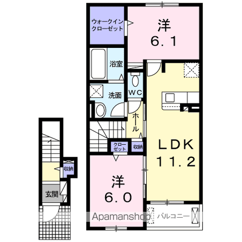 モンフレール沖代(2LDK/2階)の間取り写真
