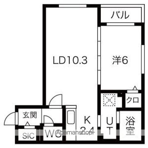 クラリス平岸Ⅱ(1LDK/2階)の間取り写真