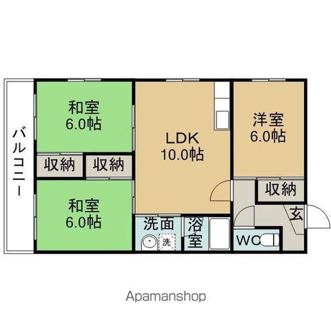 ファミールパピヨン(3LDK/2階)の間取り写真