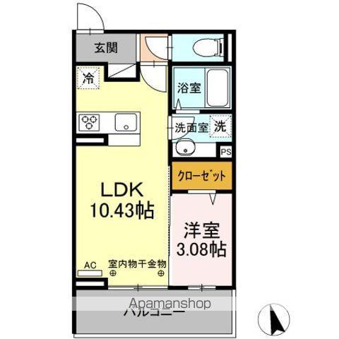 ガナール(1LDK/3階)の間取り写真