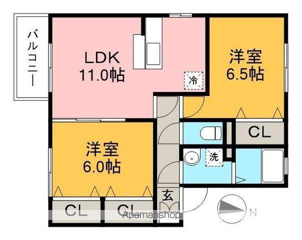 ジュパールⅢ(2LDK/1階)の間取り写真