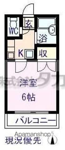 レインボーパレス(1K/2階)の間取り写真