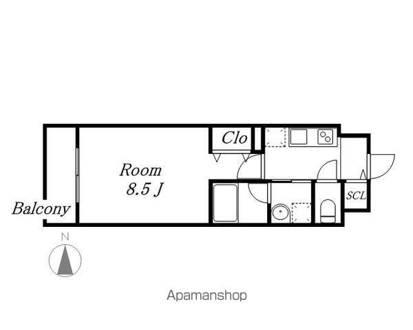リシュドール名駅南(1K/8階)の間取り写真
