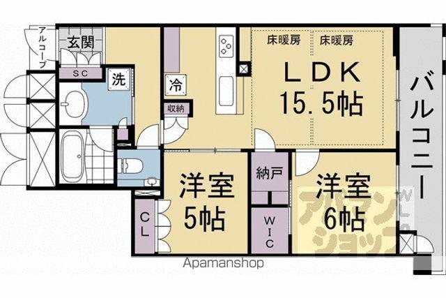 プレミスト京都二条城北(2LDK/4階)の間取り写真