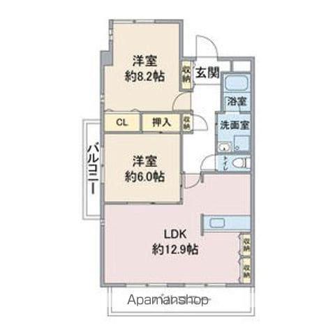 リアン東山(2LDK/6階)の間取り写真