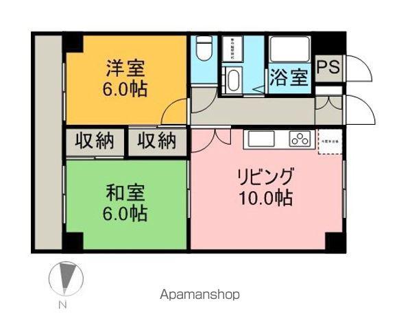 エルドラードA番館(2LDK/2階)の間取り写真