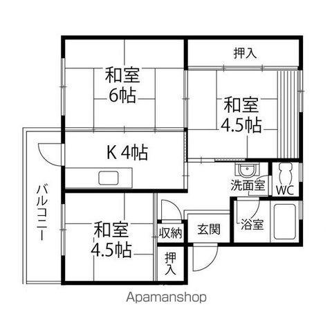 将監団地二街区(3K/2階)の間取り写真