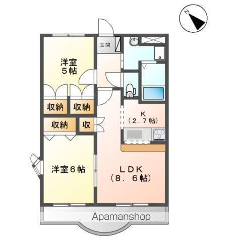 ララ・ポート(2LDK/2階)の間取り写真