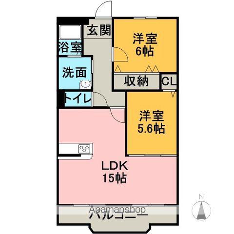 ハートフル・弐番館(2LDK/2階)の間取り写真