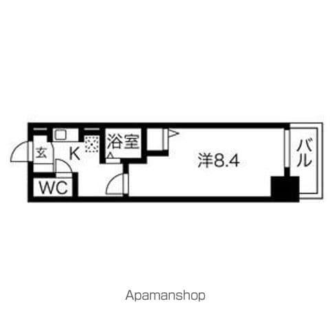 ヒルズ花の木(1K/8階)の間取り写真