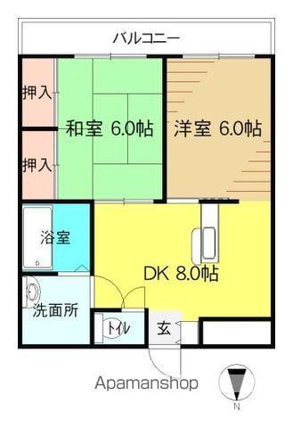 サルーテⅡ(2DK/2階)の間取り写真