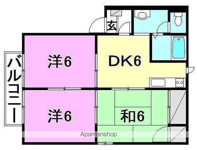 ラフレシア杉浦 H棟(3DK/2階)の間取り写真