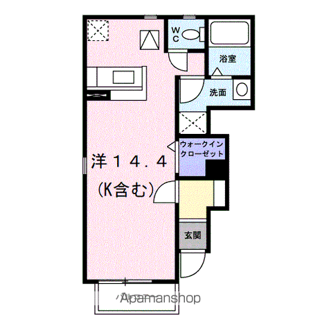 リバーサイドⅡ(ワンルーム/1階)の間取り写真