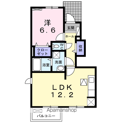カンファーツリーA(1LDK/1階)の間取り写真