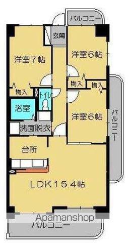 ラルジュ玉藻(3LDK/6階)の間取り写真