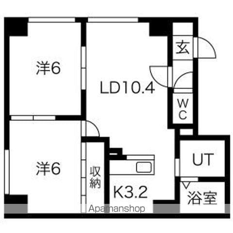 ミニヨン(2LDK/1階)の間取り写真