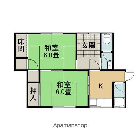 予讃線 伊予富田駅 徒歩21分 1階建 築59年(2DK)の間取り写真