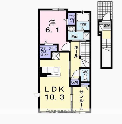 ラ・メールⅢ(1LDK/2階)の間取り写真