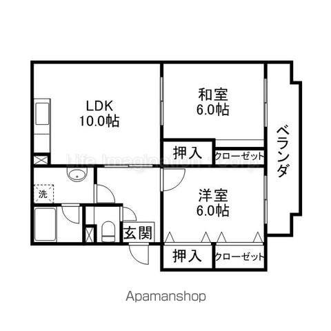 東英ハイツ弐番館(2LDK/2階)の間取り写真