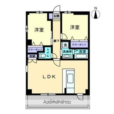 フィネス多賀Ⅱ(2LDK/2階)の間取り写真