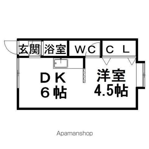 ノースウエスト(1DK/2階)の間取り写真