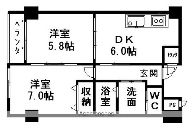 グラン・リッツ上浜(2DK/2階)の間取り写真