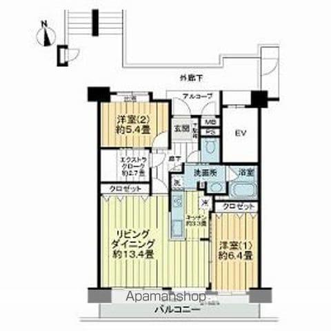 サーパス香久池公園(2LDK/3階)の間取り写真