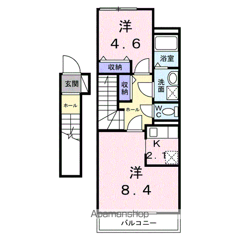 エミールシャラン・Ⅱ(1LDK/2階)の間取り写真