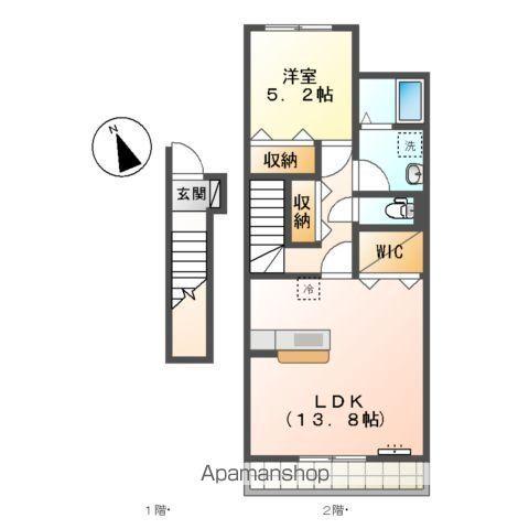 MAISON サクラの木(1LDK/2階)の間取り写真