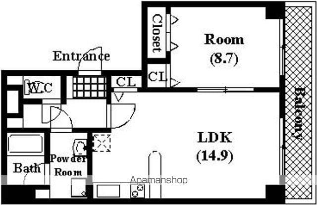ソリッド大橋(1LDK/2階)の間取り写真
