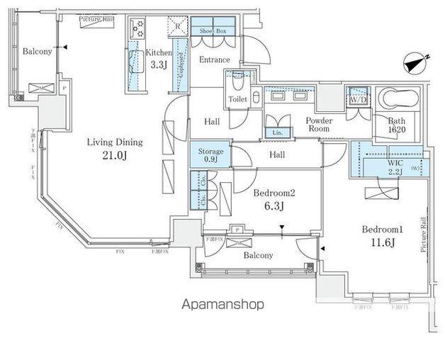 パークコート六本木ヒルトップ(2LDK/25階)の間取り写真
