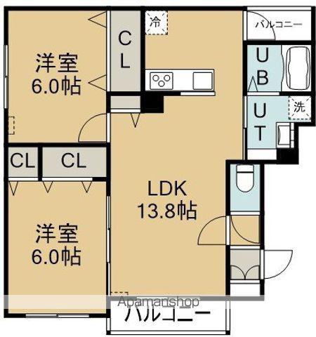 アーバンライフ深堀(2LDK/2階)の間取り写真