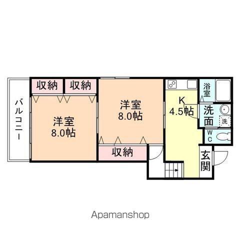 津沢パレス(2K/2階)の間取り写真