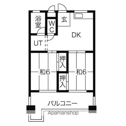 コーポ香流橋(2LDK/5階)の間取り写真