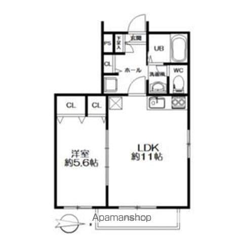 ムーンライトB(1LDK/1階)の間取り写真