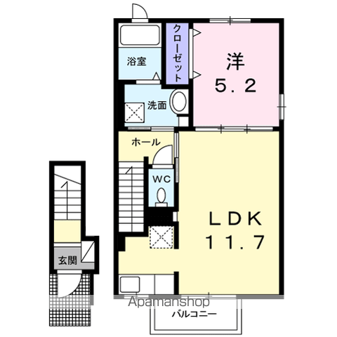 MIGNON VILLA SⅣ(1LDK/2階)の間取り写真