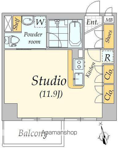 グランカーサ新宿御苑(ワンルーム/9階)の間取り写真