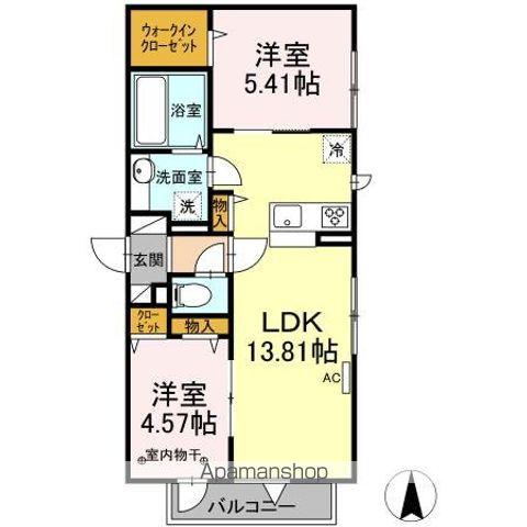 アンソレイエ(2LDK/2階)の間取り写真